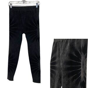 Fit 2 Go Black And Dark Grey Leggings – Sunburst Pattern, Size L XL